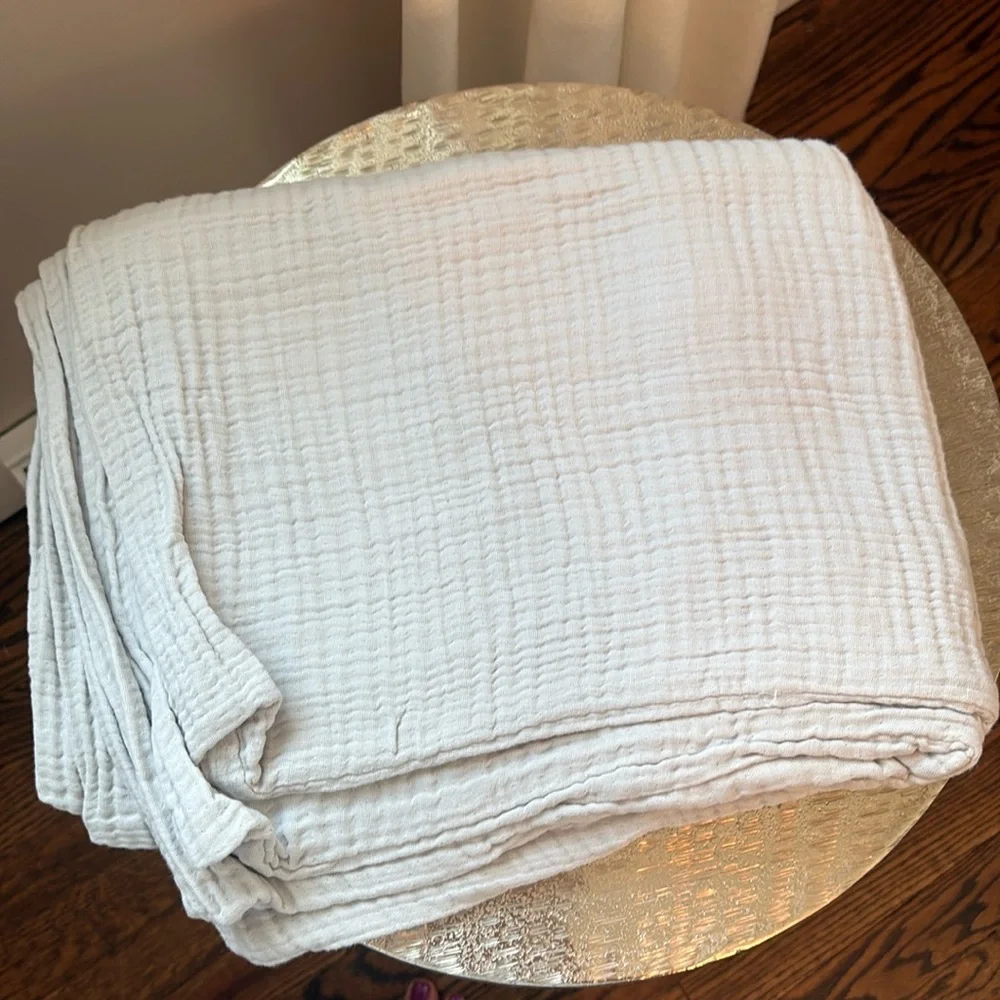 QUINCE NWOT Organic Airy Gauze Duvet Cover Set Full Queen Light Grey